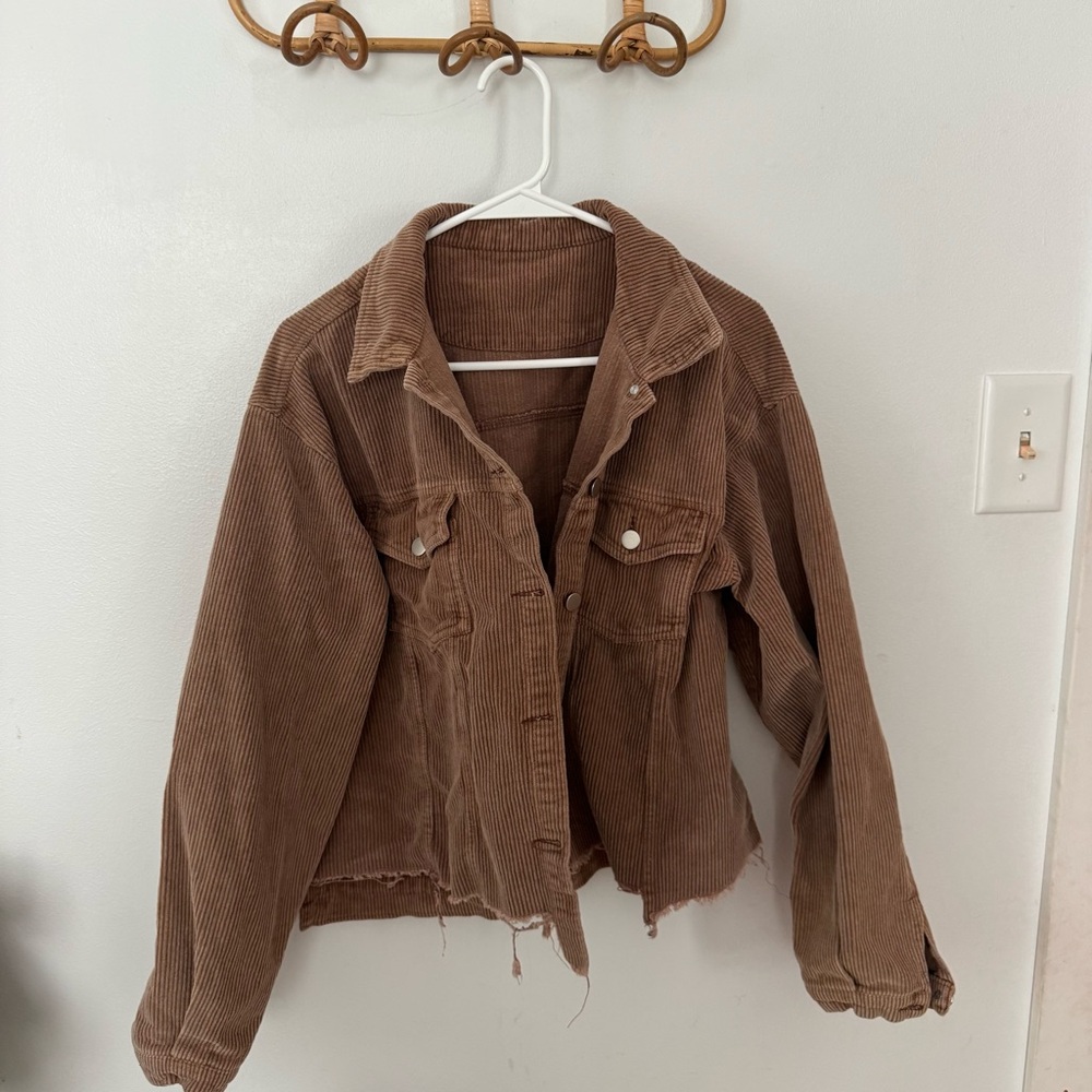 LCRRN distressed corduroy shacket XL